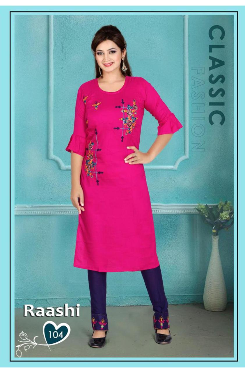 Beauty Queen Raashi Casual Wear Rayon Kurti With Bottom Latest Collection
